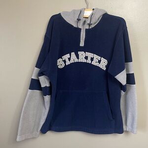 Starter Men’s Small Fleece Hoodie 1/4 Zip Pull Over Spell Out Vintage